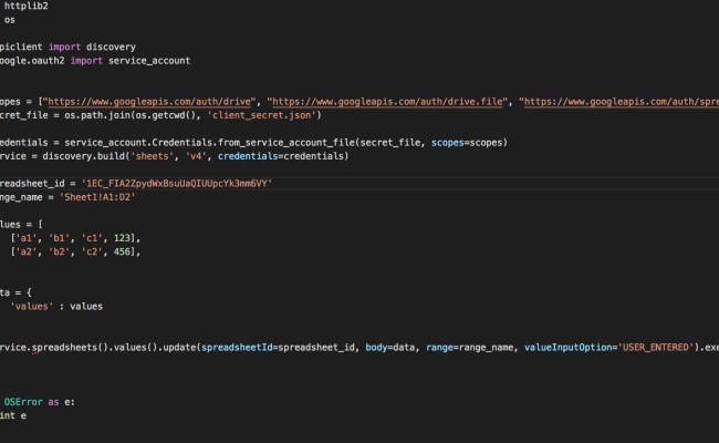 Google Spreadsheet Api Python For Python With Google Sheets Service ...