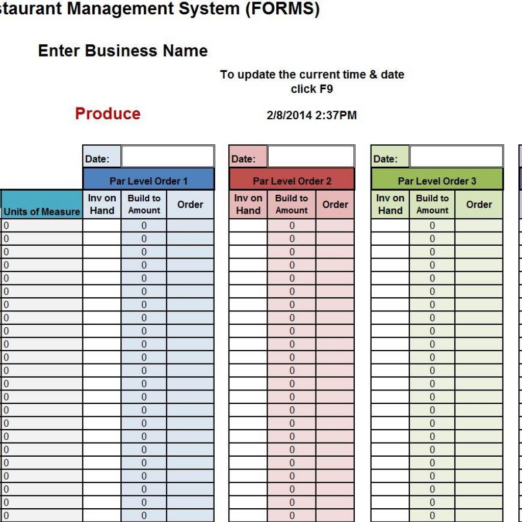 inventory ordering spreadsheet with inventory control