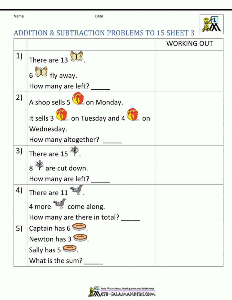 first grade math addition and subtraction worksheets db