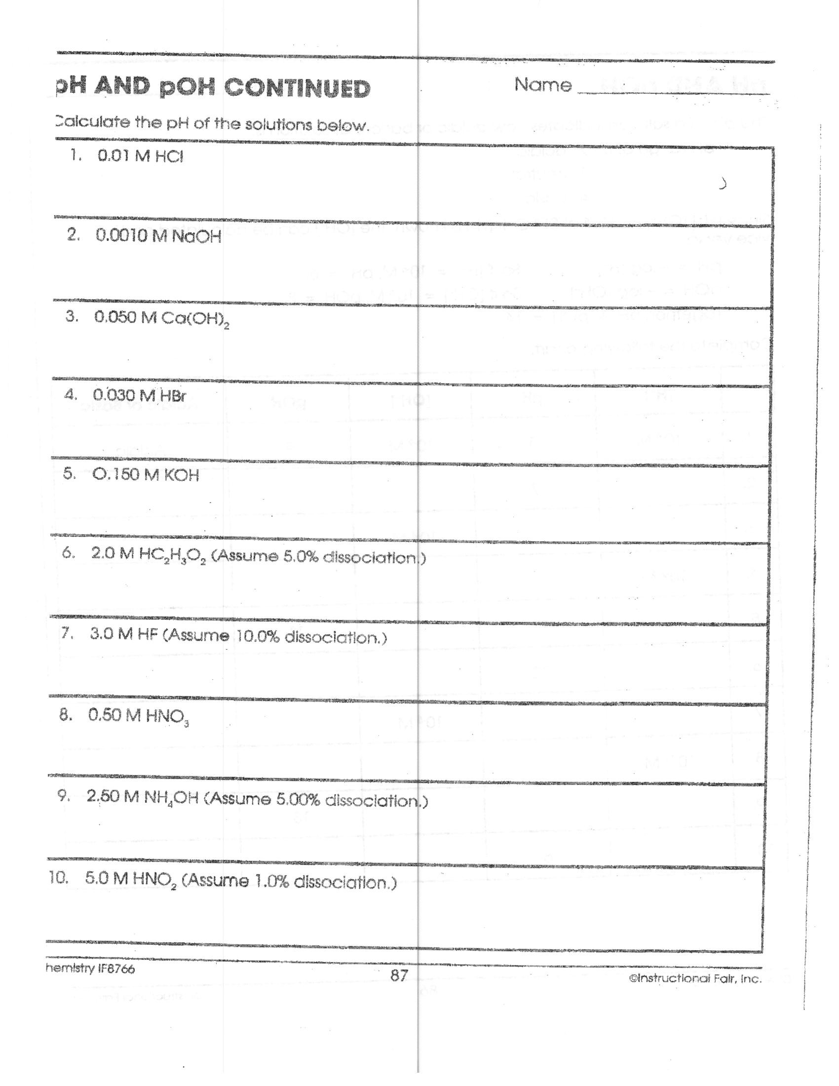 Acids and bases worksheet