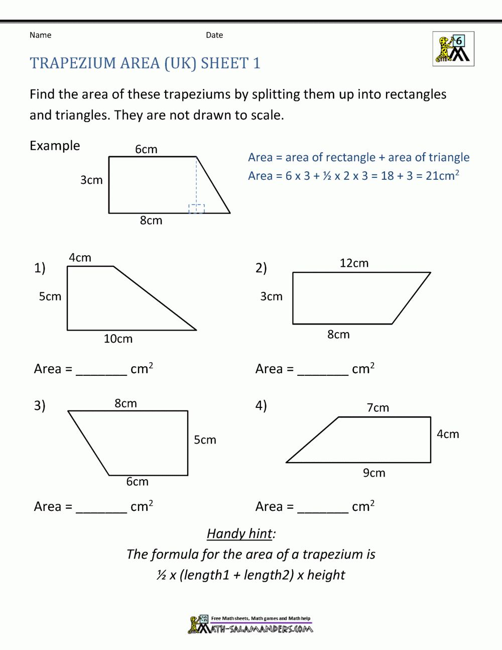 area of quadrilateral worksheets db excelcom