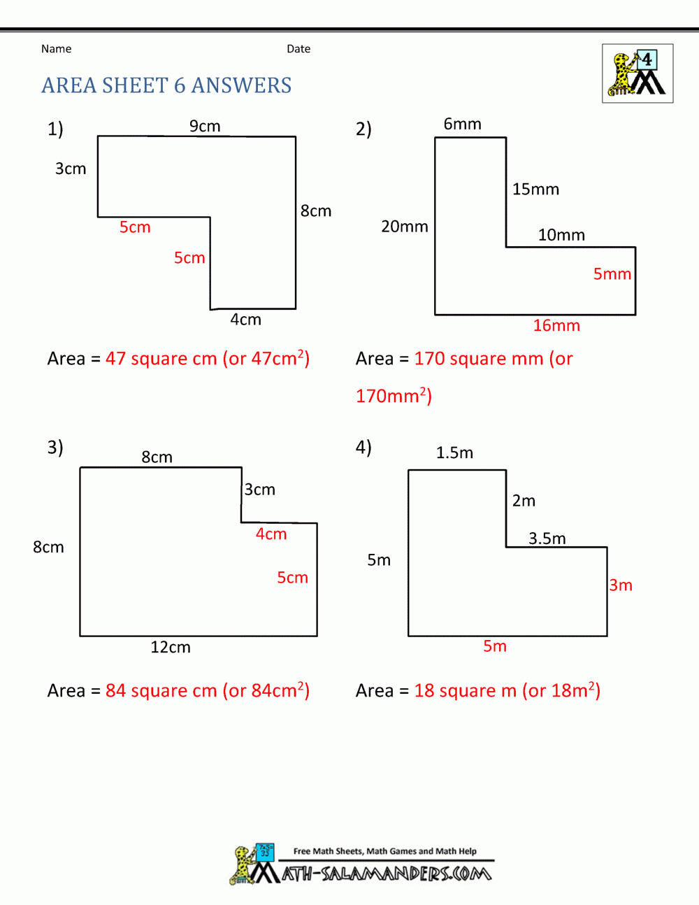 area worksheets db excelcom