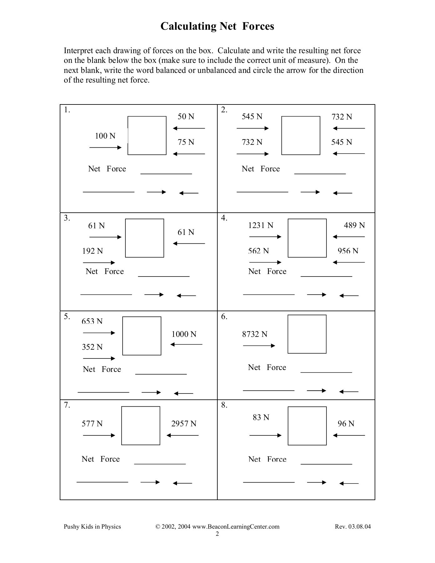 Net force worksheet answer key — db-excel.com