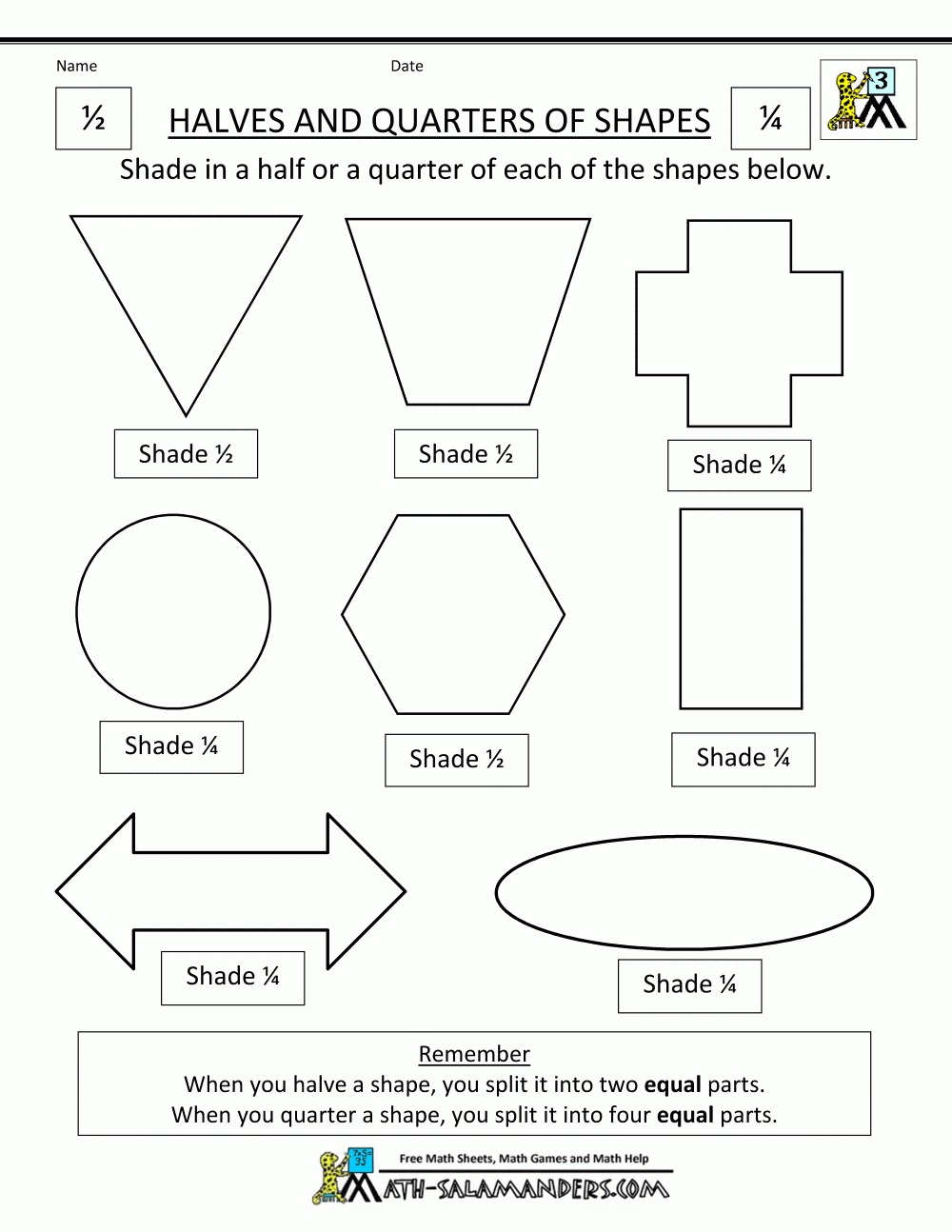 dividing shapes into equal parts worksheet db excelcom