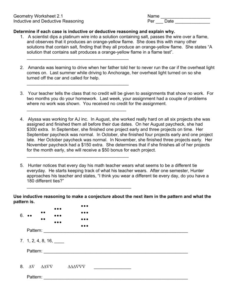inductive and deductive reasoning worksheet db excelcom
