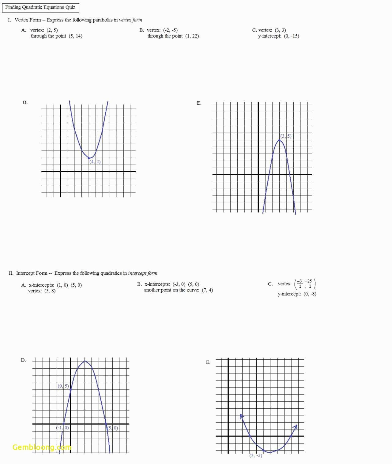 Graphing quadratic functions in standard form worksheet — db-excel.com
