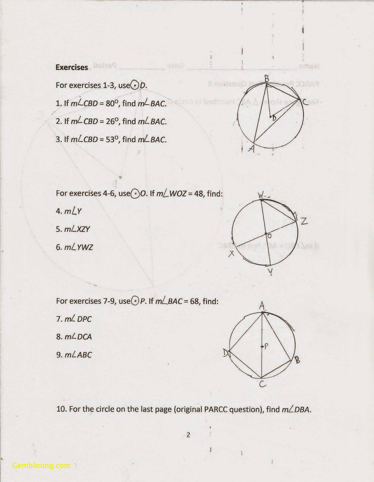 Inscribed angles worksheet cramerforcongress — db-excel.com