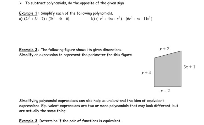 Lesson 1 Adding And Subtracting Polynomials — Db-excel.com