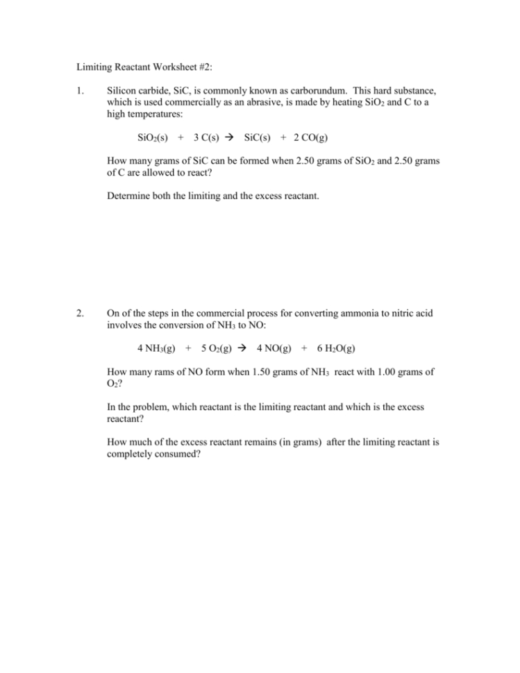 Limiting reactant worksheet 2 — db-excel.com