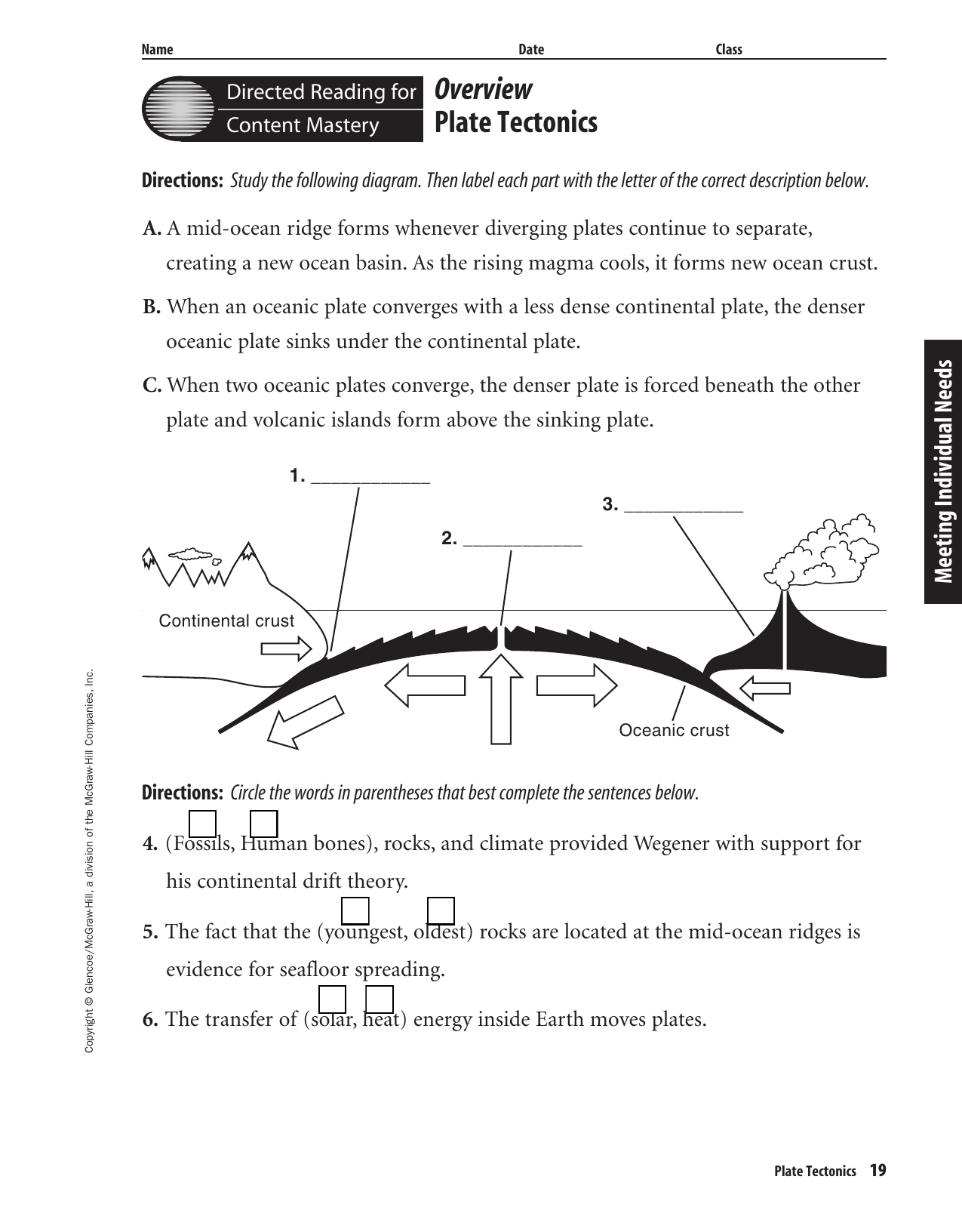 Blank plate tectonics map worksheet