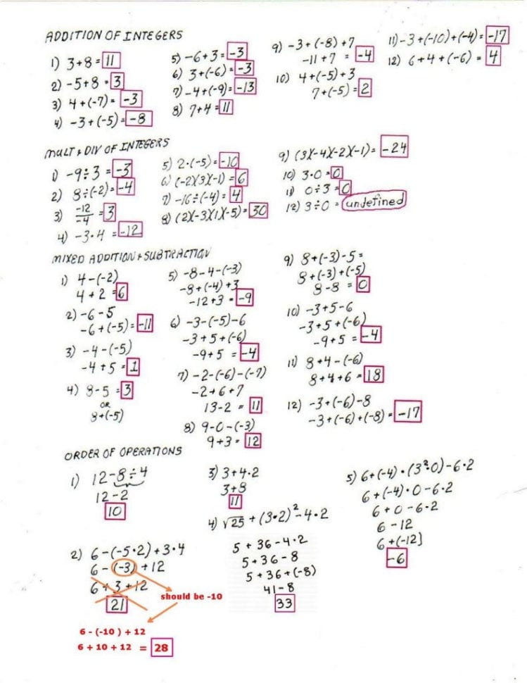 Pemdas worksheets with answers — db-excel.com