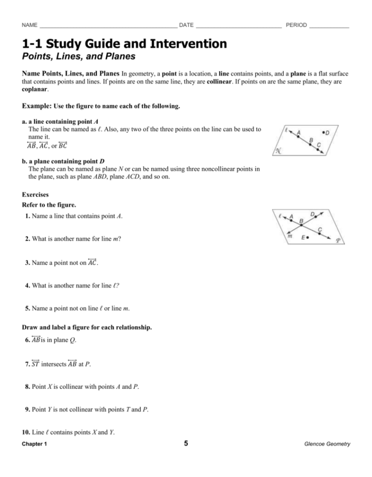 1 1 points lines and planes worksheet answers — db-excel.com