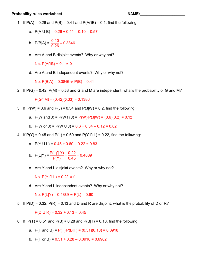 Probability worksheets with answers — db-excel.com