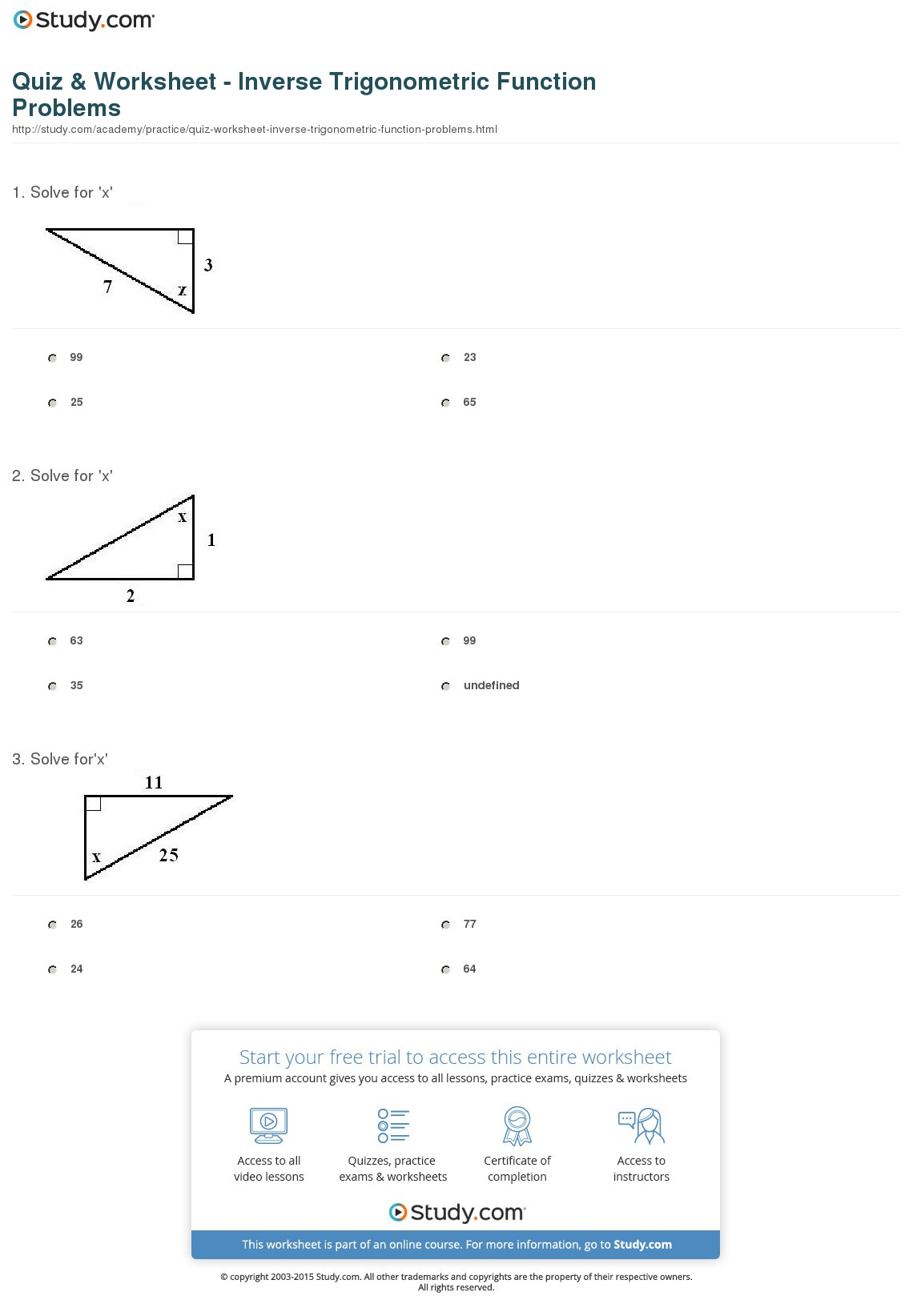 Inverse trigonometric ratios worksheet answers — db-excel.com