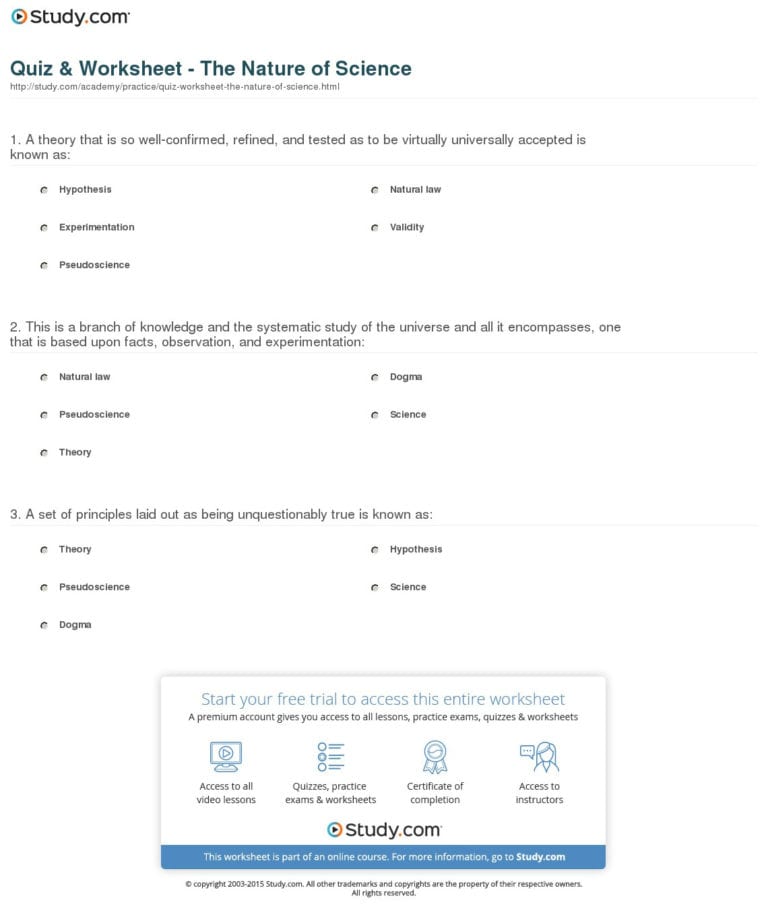 The nature of science worksheet answers — db-excel.com