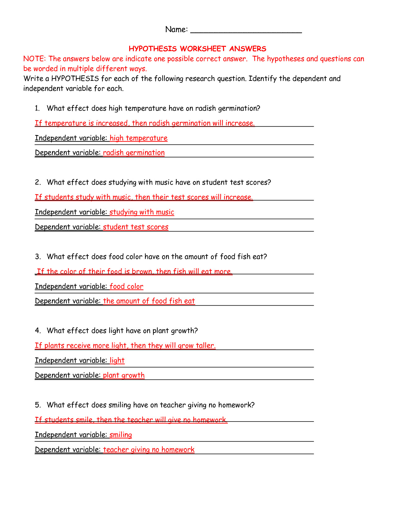 Scientific method practice worksheet middle school