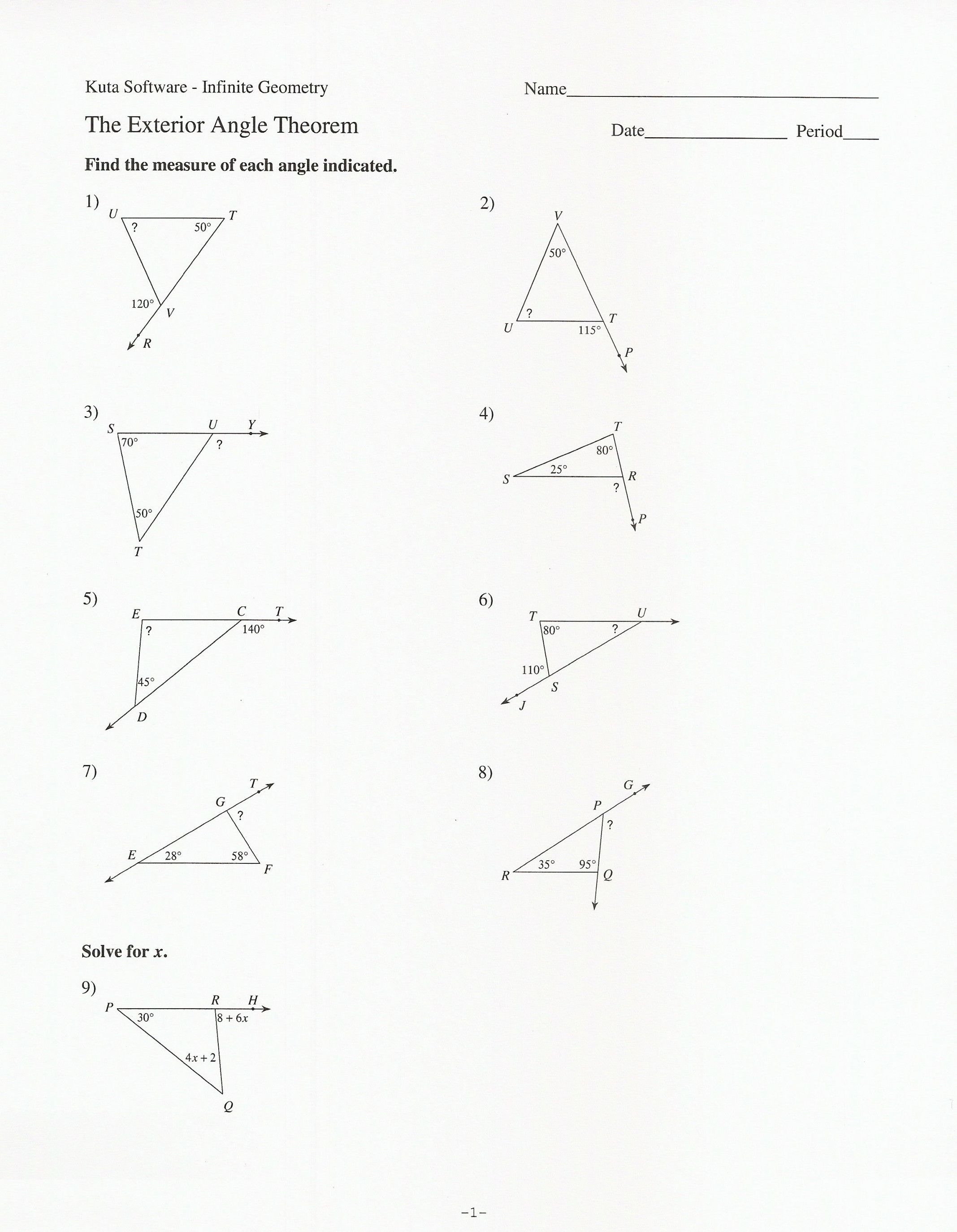 Triangle sum and exterior angle theorem worksheet — db-excel.com