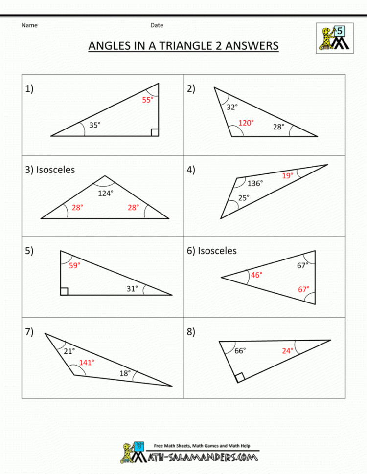 Triangle angle sum worksheet answer key — db-excel.com