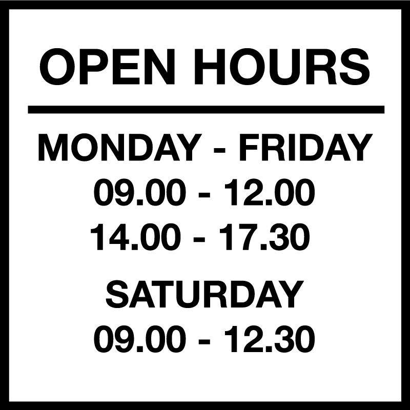 Shop hours shop window decal