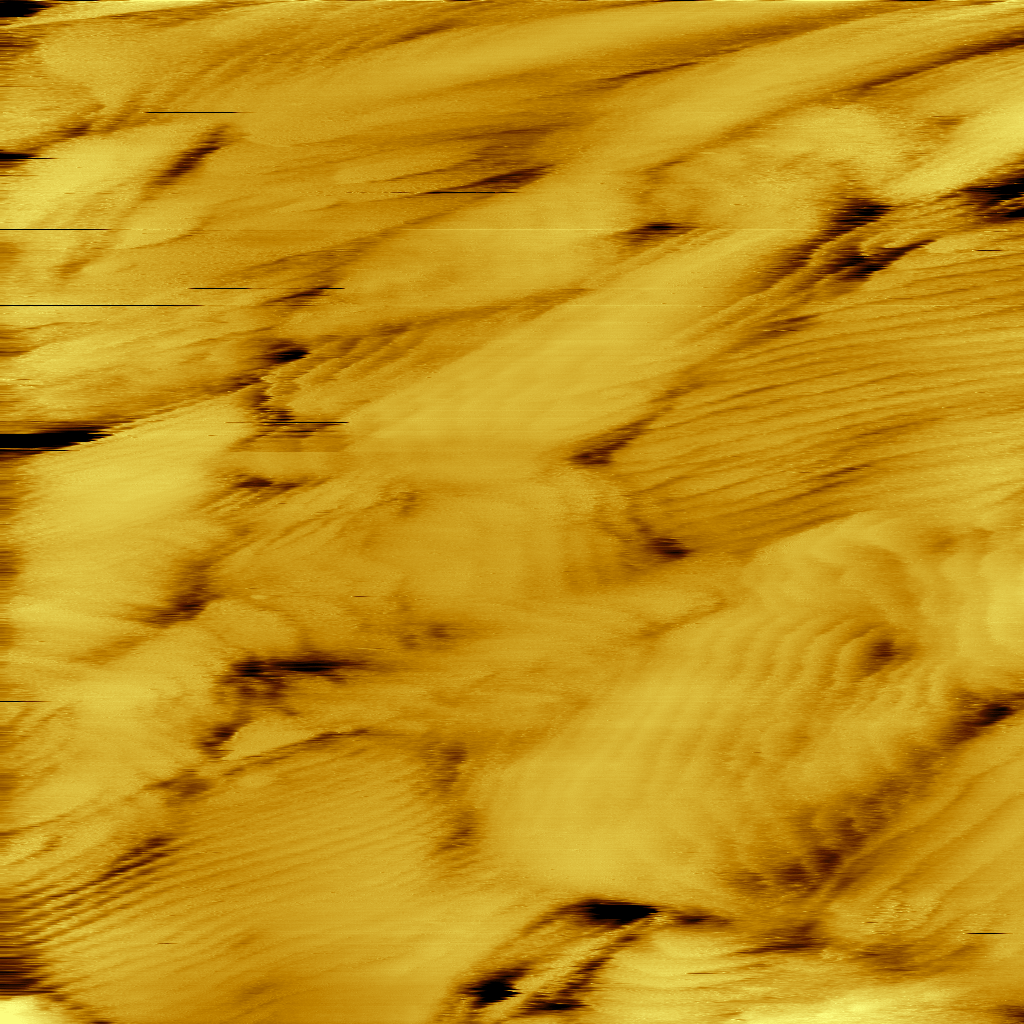 Atomic planes in gold. Constant-current mode, 1 nA, 50 mV bias.