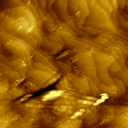 Atomic planes in gold. Constant-current mode, 1 nA, 50 mV bias.