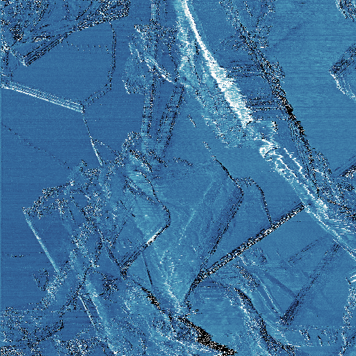 Uncleaved HOPG surface. Tunneling current image acquired in constant current mode. 50 mV, 1 nA.