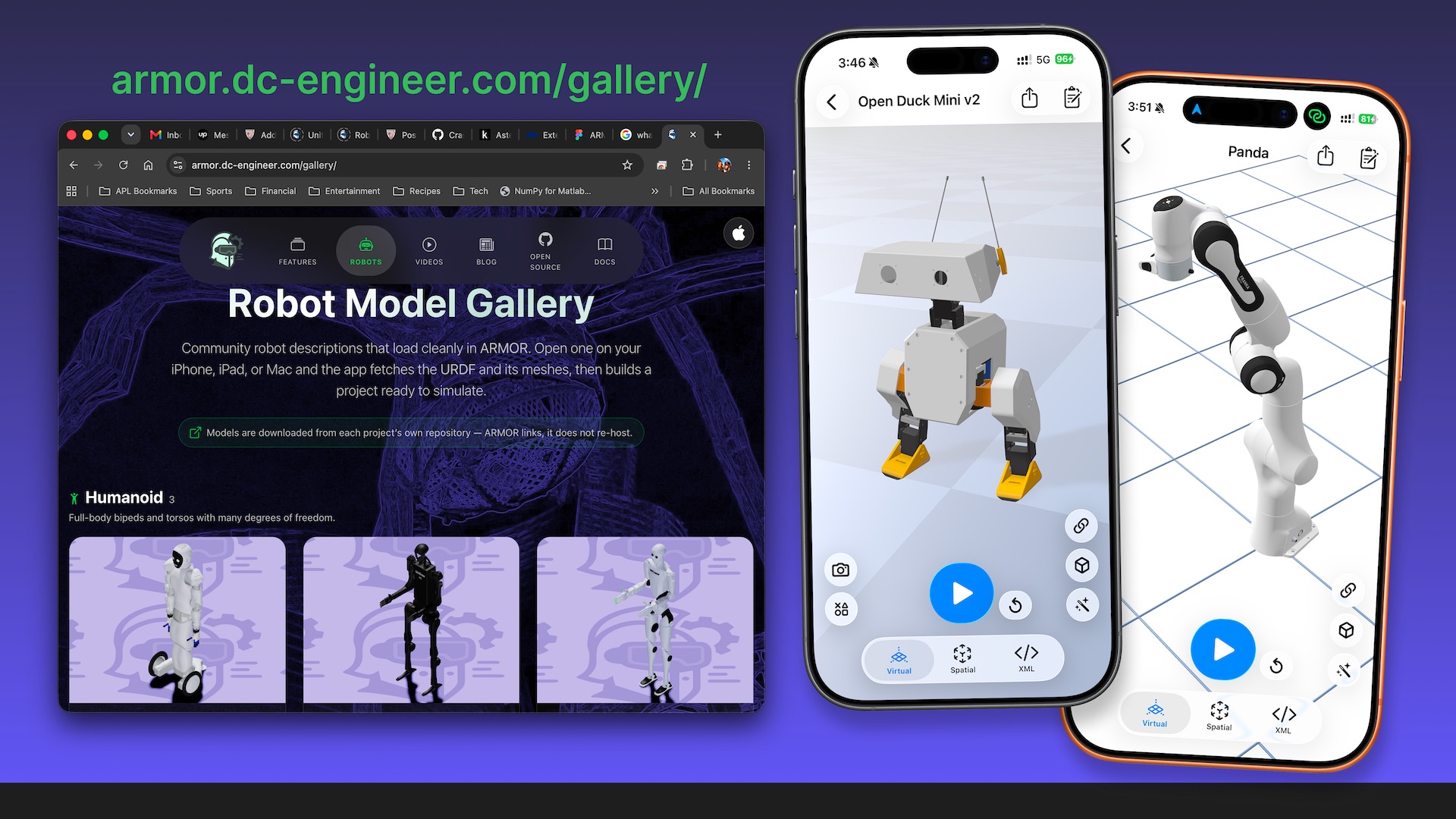 Gallery Deep Links, Native Xacro Support, and ROS 2 Control Actuators — ARMOR v1.1 Release Notes