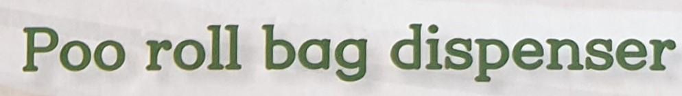 The sub heading product packaging, listing doggies bags as poo roll bag dispenser