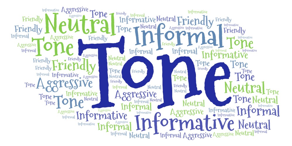 A word map of words related to the main word tone, indicating the importance of tone in writing
