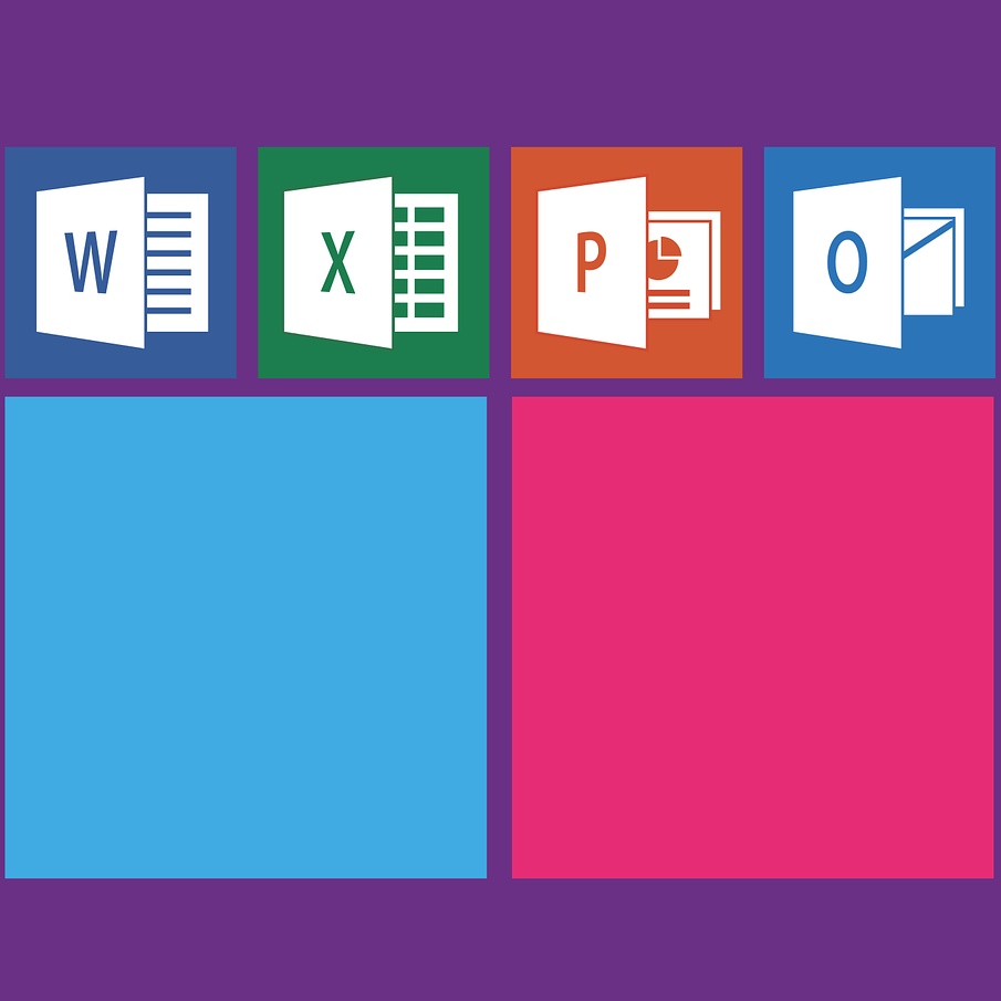 A vector image of Microsoft Office icons for Word, Excel, Power Point and Outlook