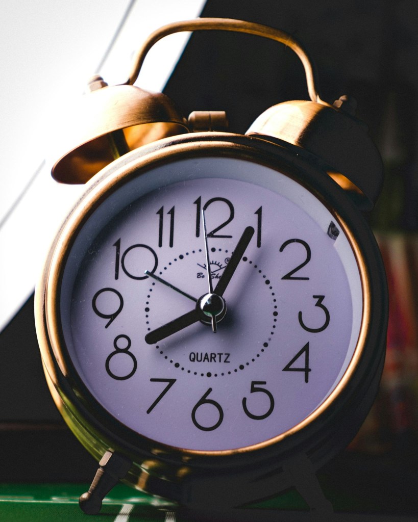 An alarm clock displaying the time 8:04