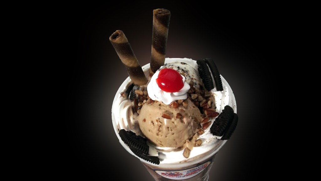 An icecream sundae with a cherry on top