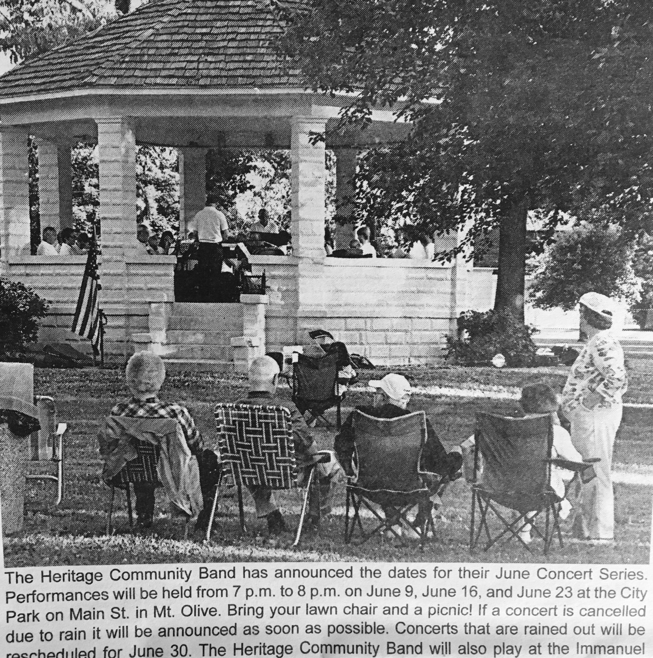Newspaper photo Heritage Community Band