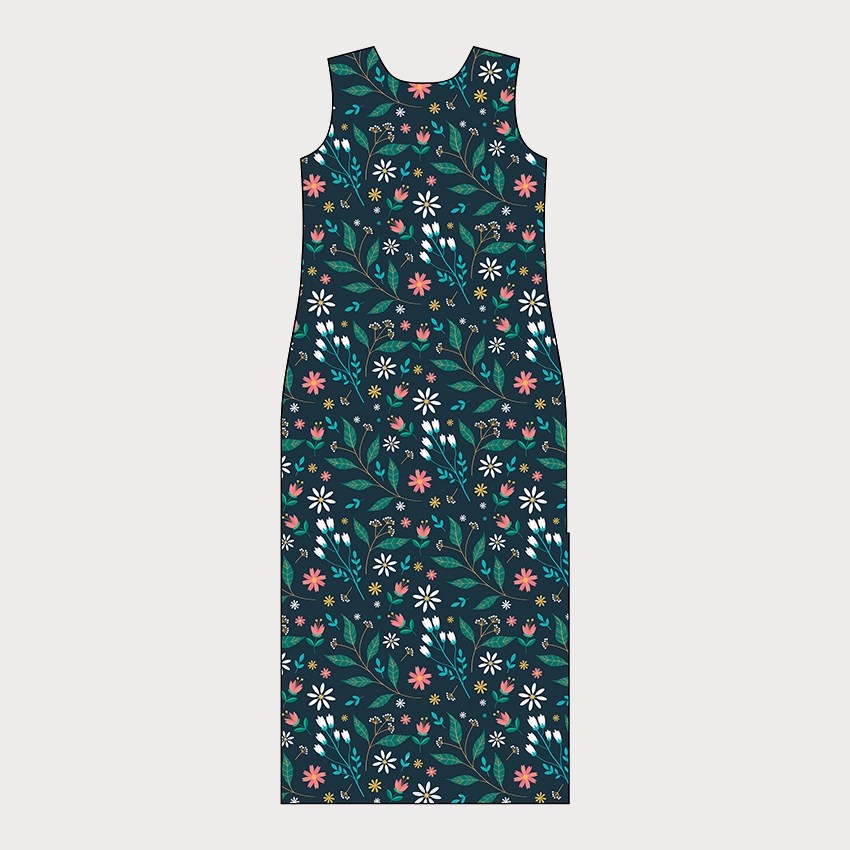 Blue Floral Printed Bodycon Dress