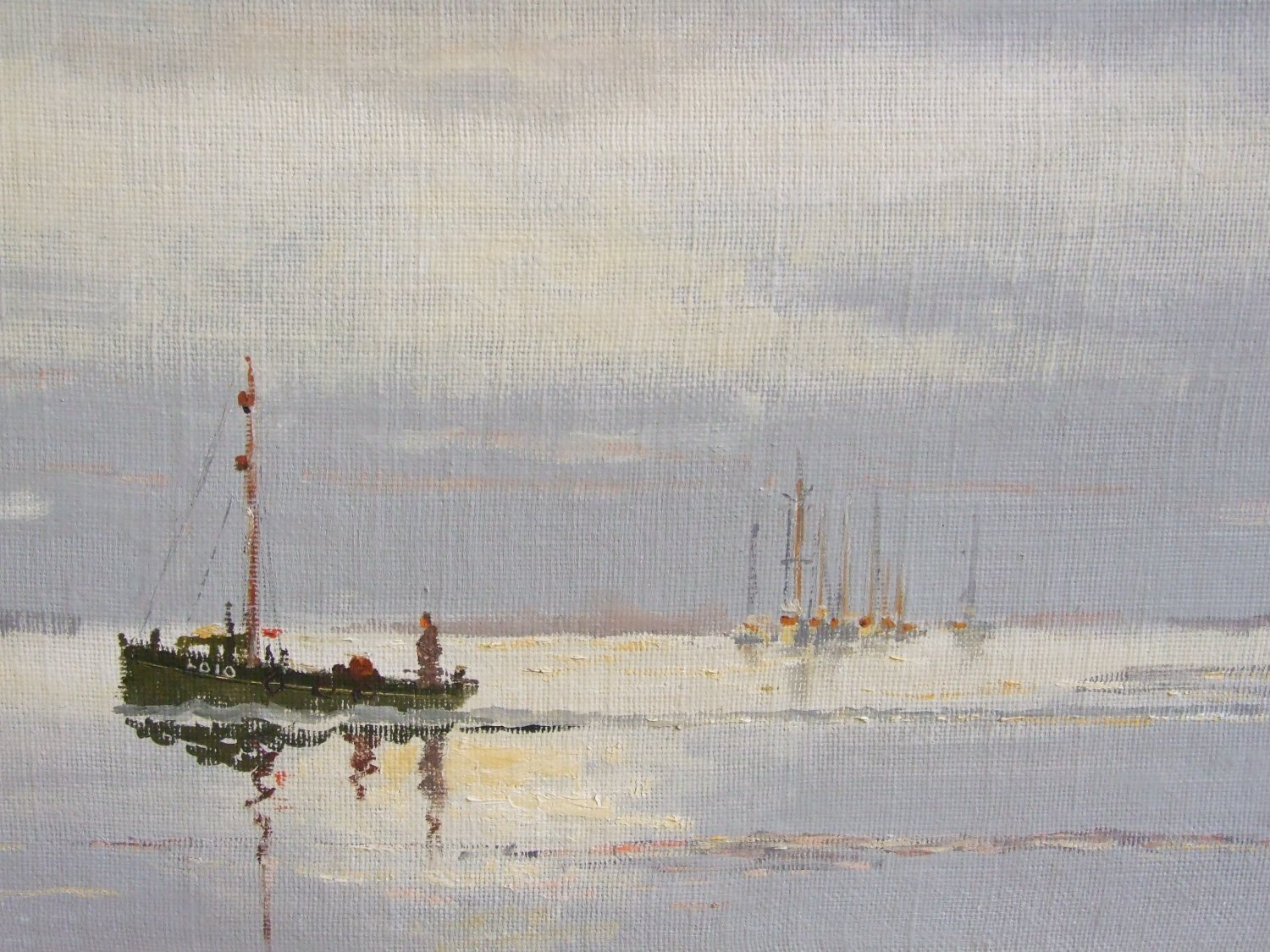 The old leigh waterfront at low tide, with cockle boats. Vic Ellis - local artist | Vic Ellis | CanveyIsland.org