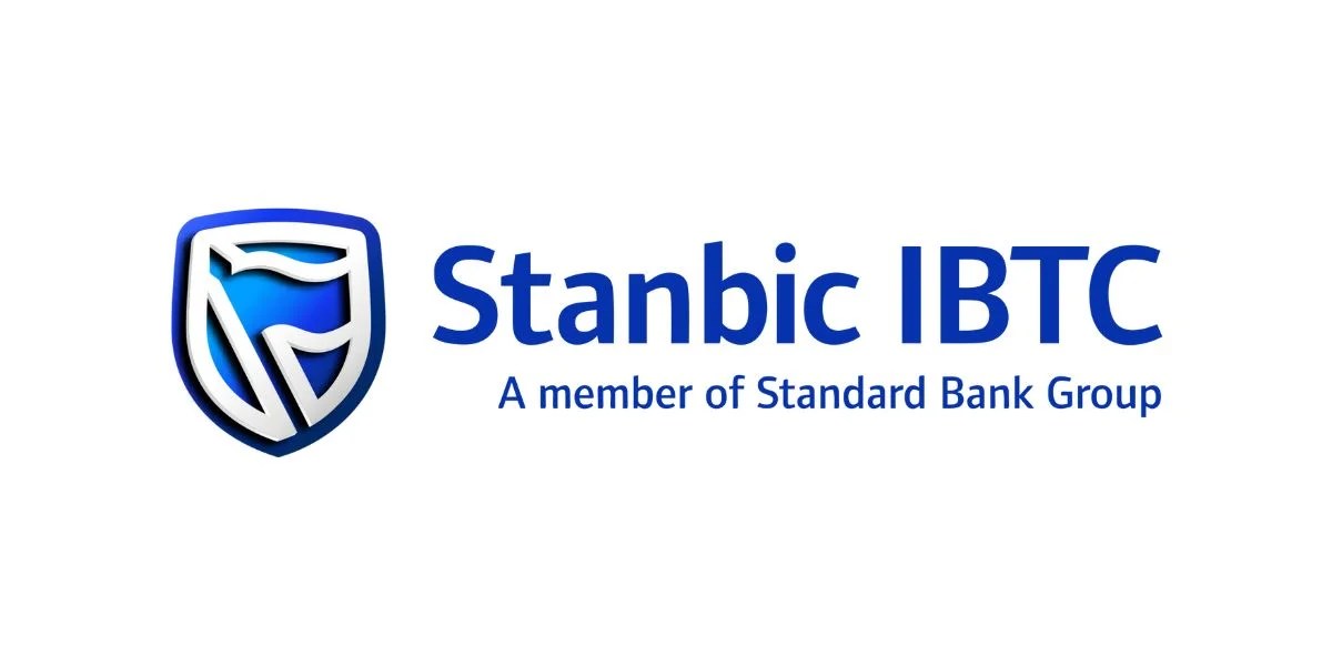 Stanbic IBTC logo with blue shield emblem and A member of Standard Bank Group text