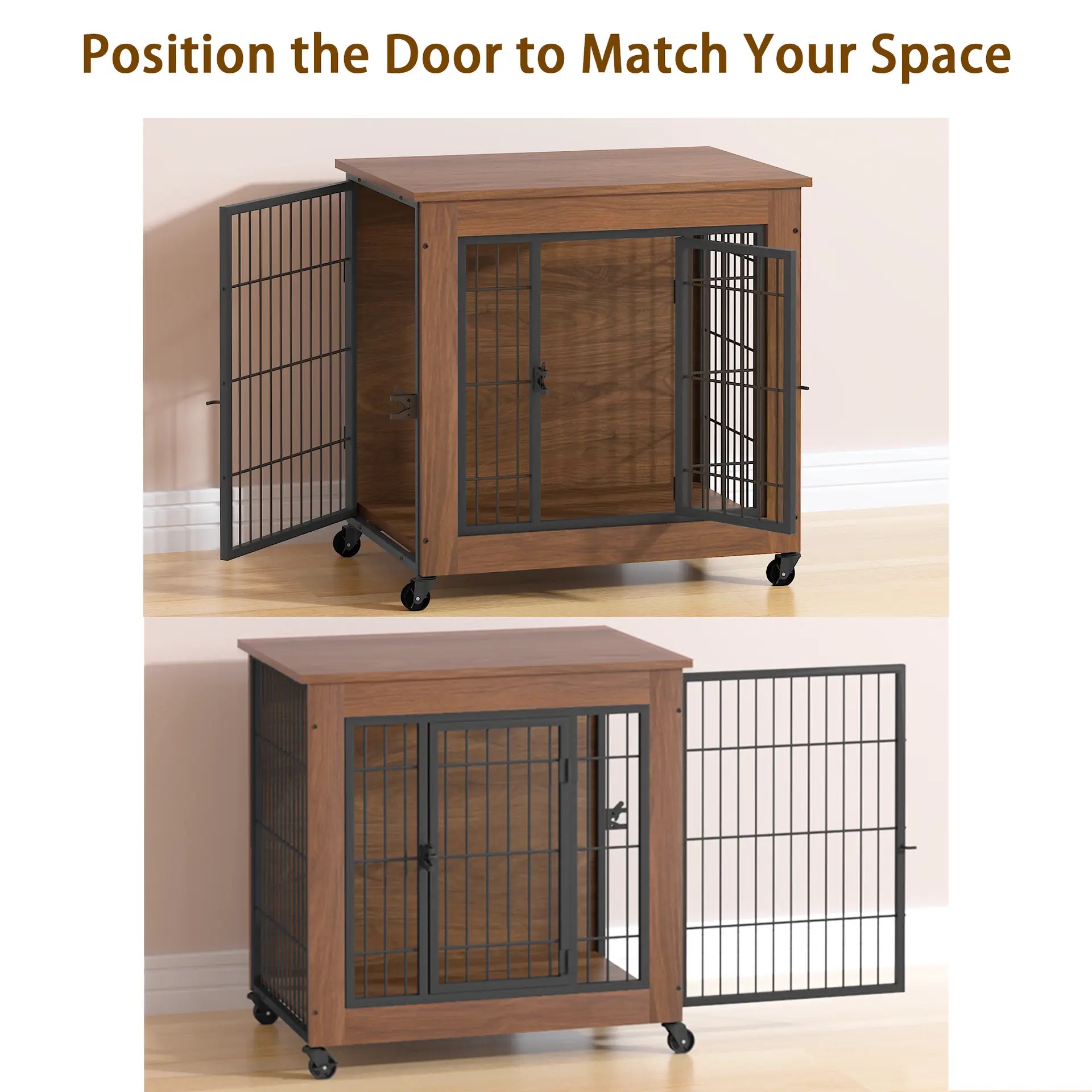 dog crate furniture with spacious interior for small and medium dogs