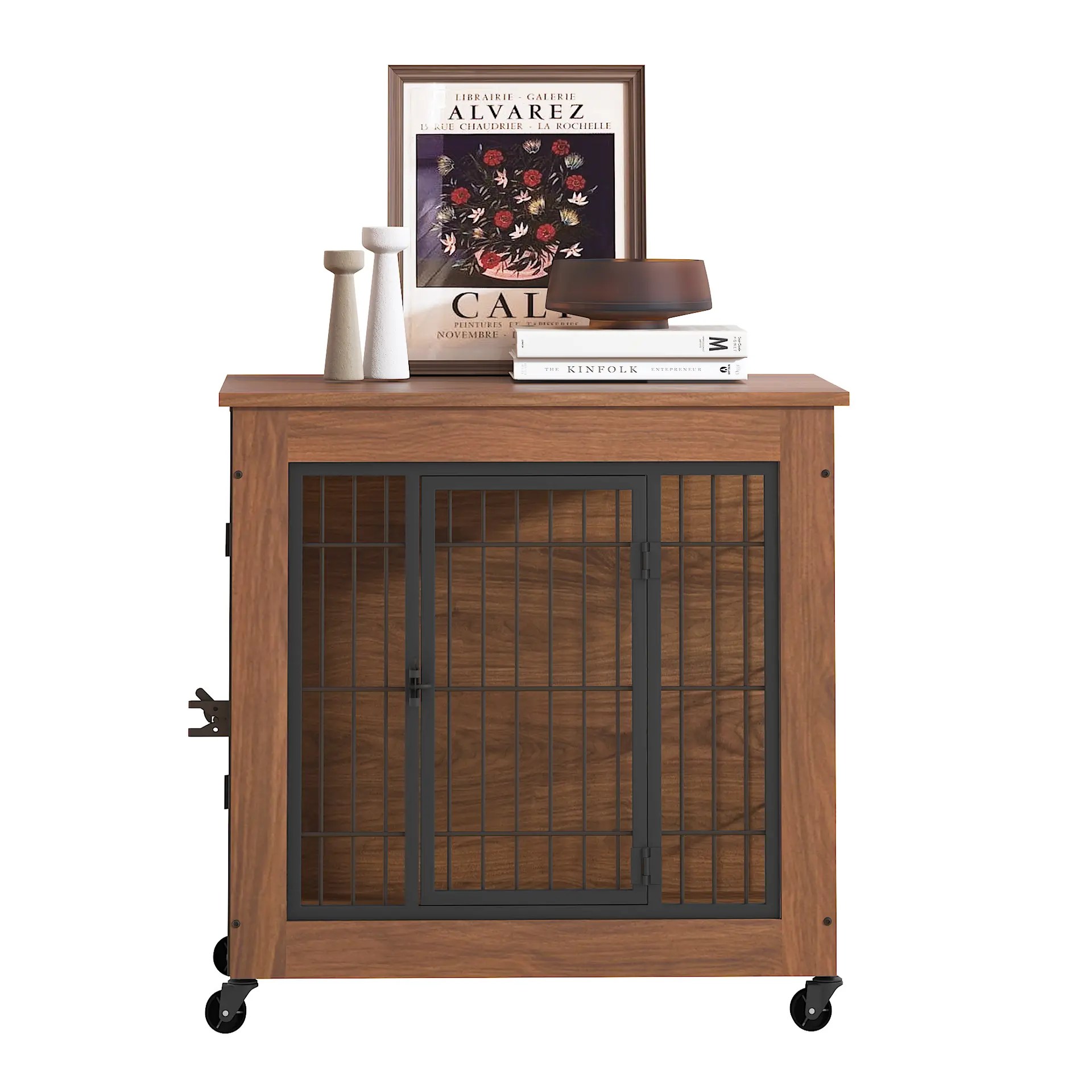 Dog Crate Furniture with Wheels for Small Dogs