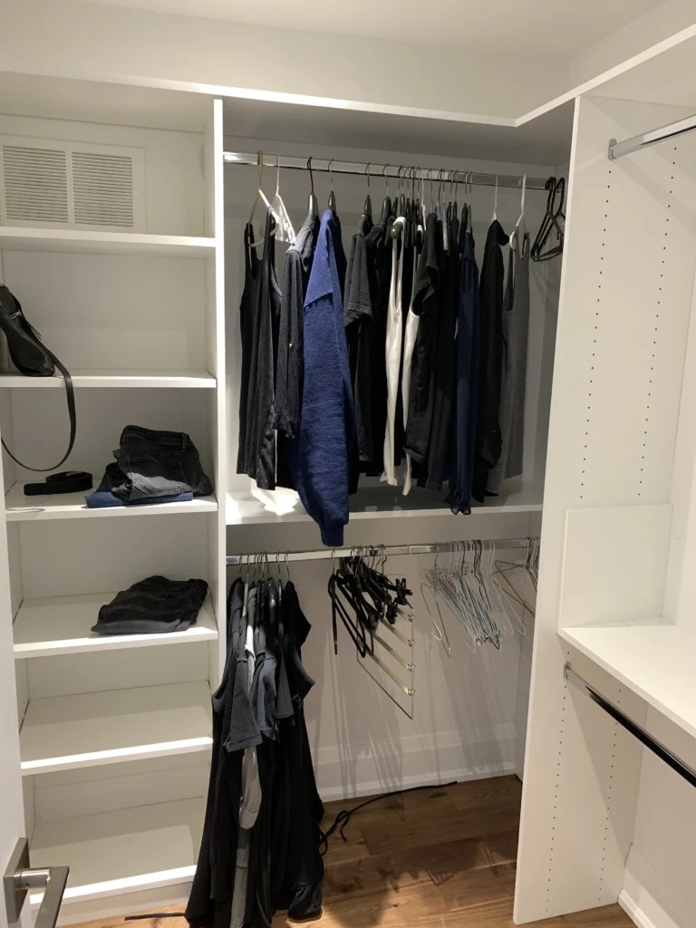 walk-in closet white with shelf