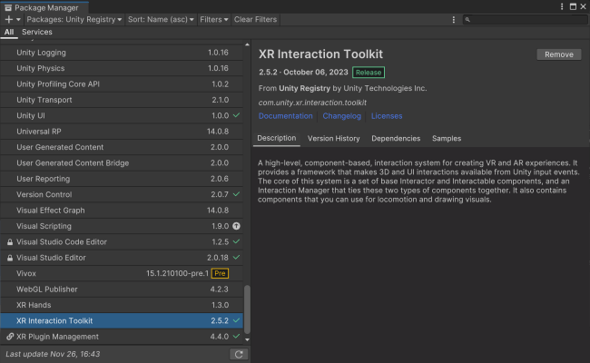 Using XR Interaction Toolkit | WebXR Export