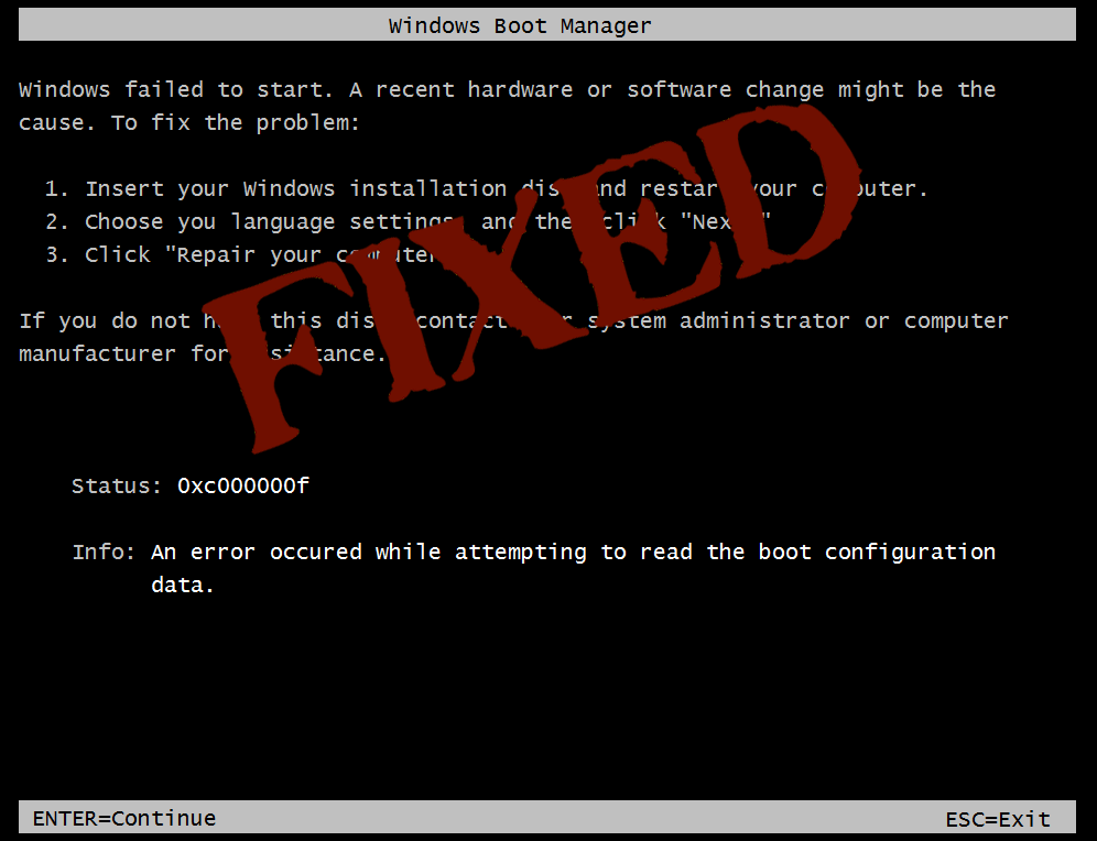 picture Recovery Error Code 0Xc00000F pc fehler fixieren