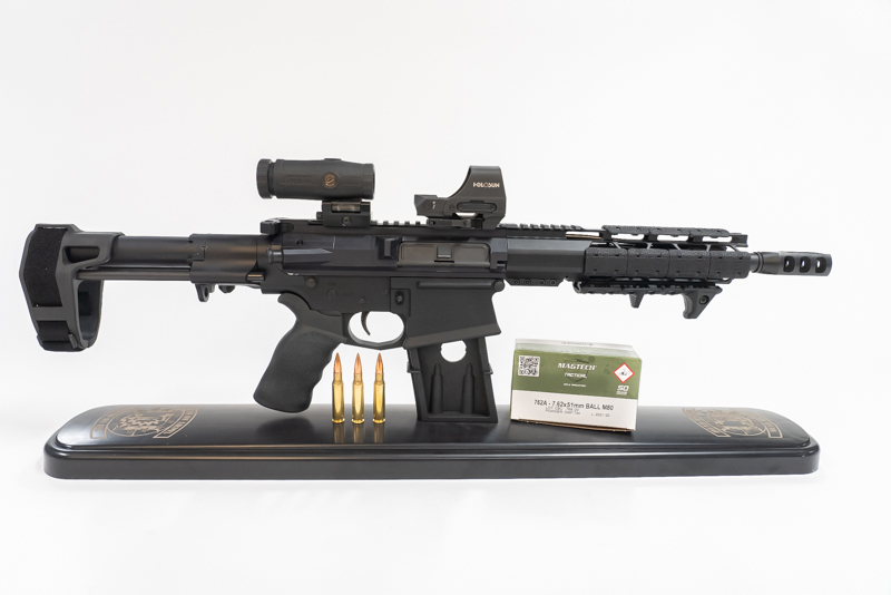 A custom AR-10 rifle at Dead On Arms