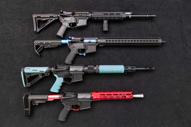 A selection of DOA custom AR-10 rifles.