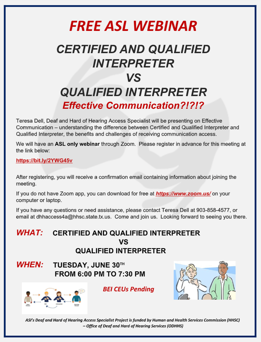 Webinar Interpreter vs Qualified Interpreter 6/30/20 Deaf Network of