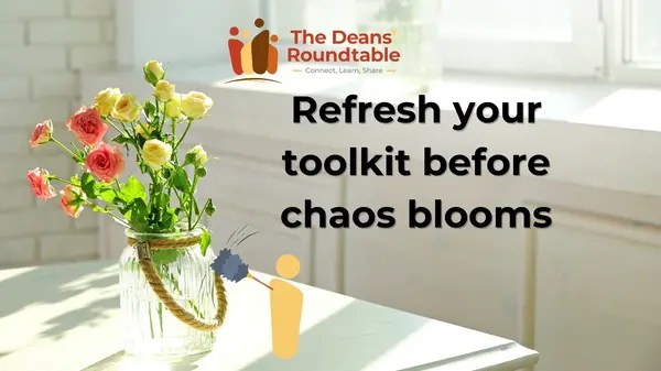 A vase of flowers on a well-lit table during a sunny day with a small cartoon character dusting off the vase