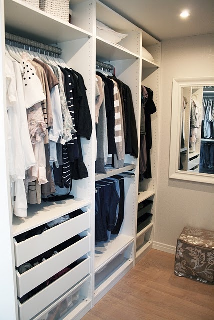 This closet is clean and functional.