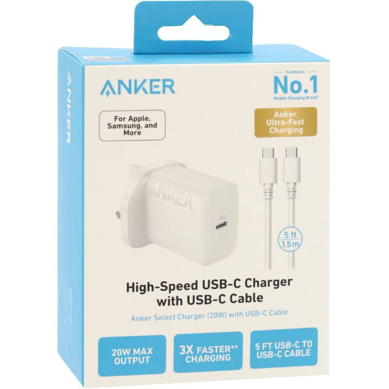 Anker Select Charger 20w With USB-C Cable