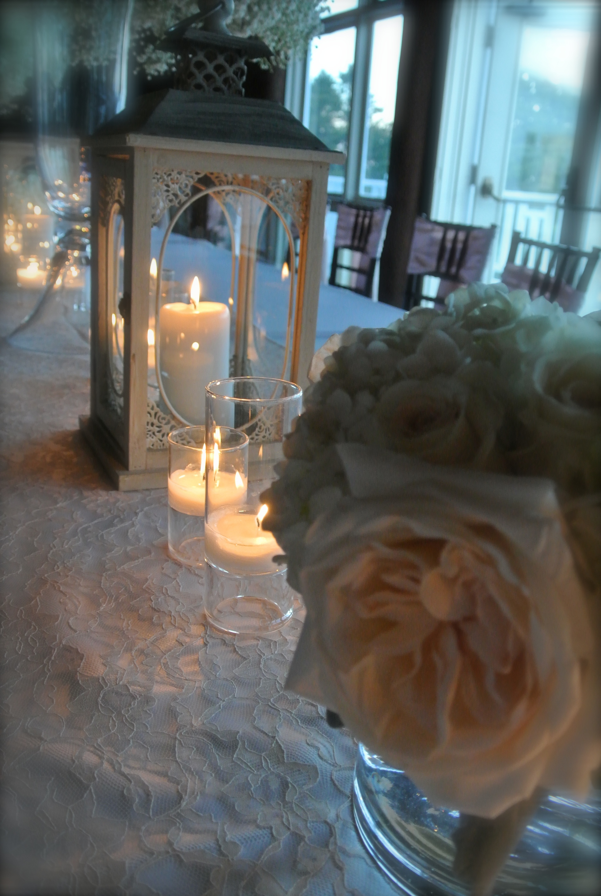candles, floral, and lace