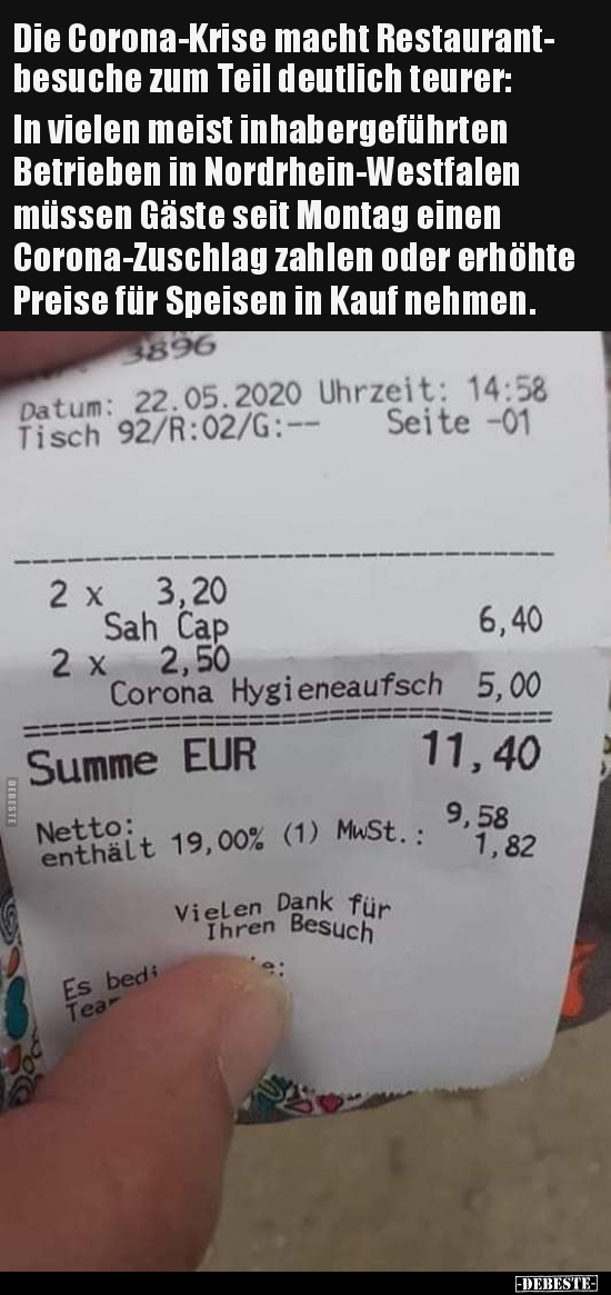 Die Corona-Krise Macht Restaurantbesuche Zum Teil.. | Lustige Bilder, Sprüche, Witze, Echt Lustig 1165_x_550_png