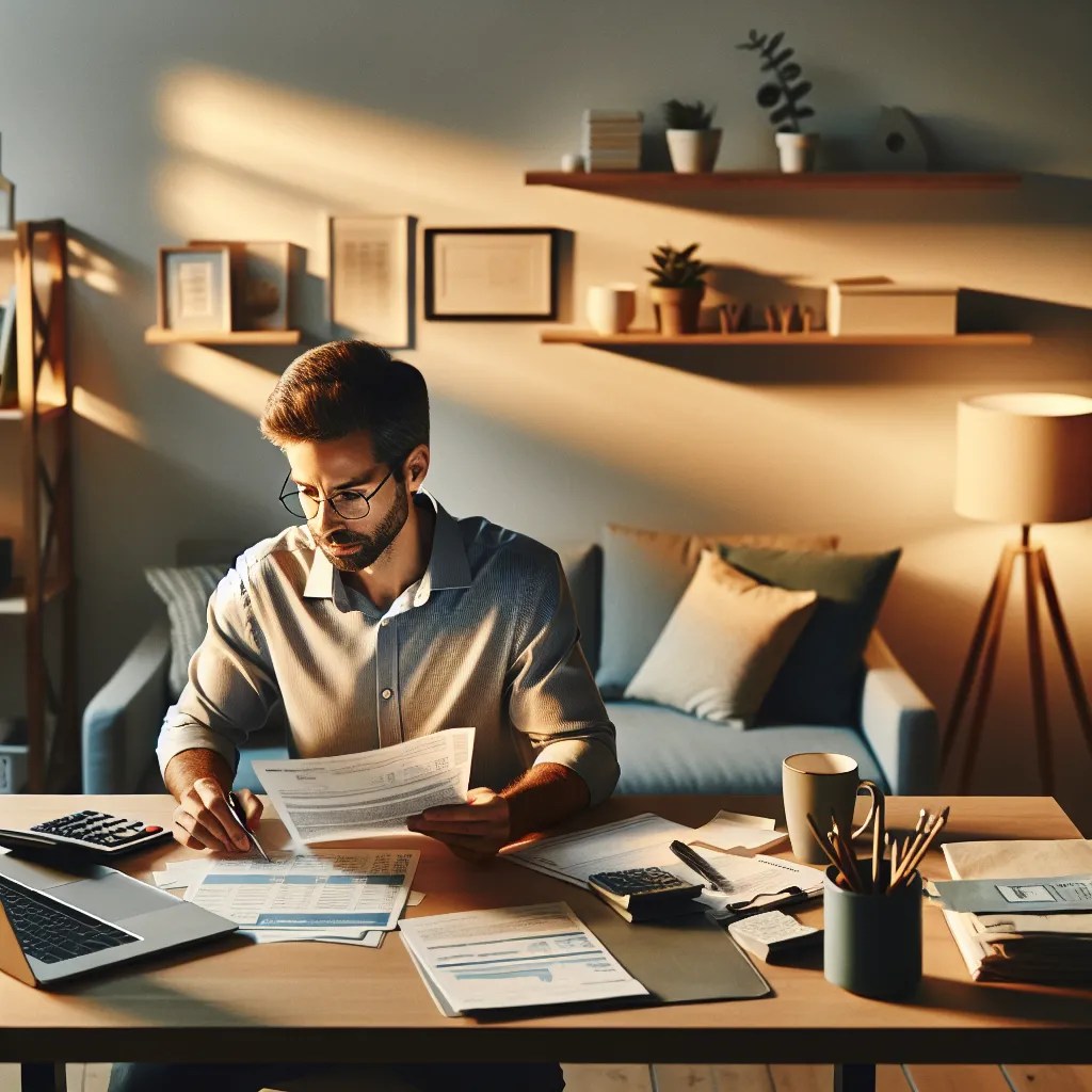 Image showing a person reviewing financial documents before entering an IVA